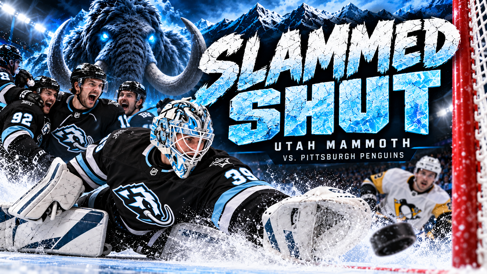 Slammed Shut Utah Mammoth vs Pittsburgh Penguins cinematic lyric video artwork